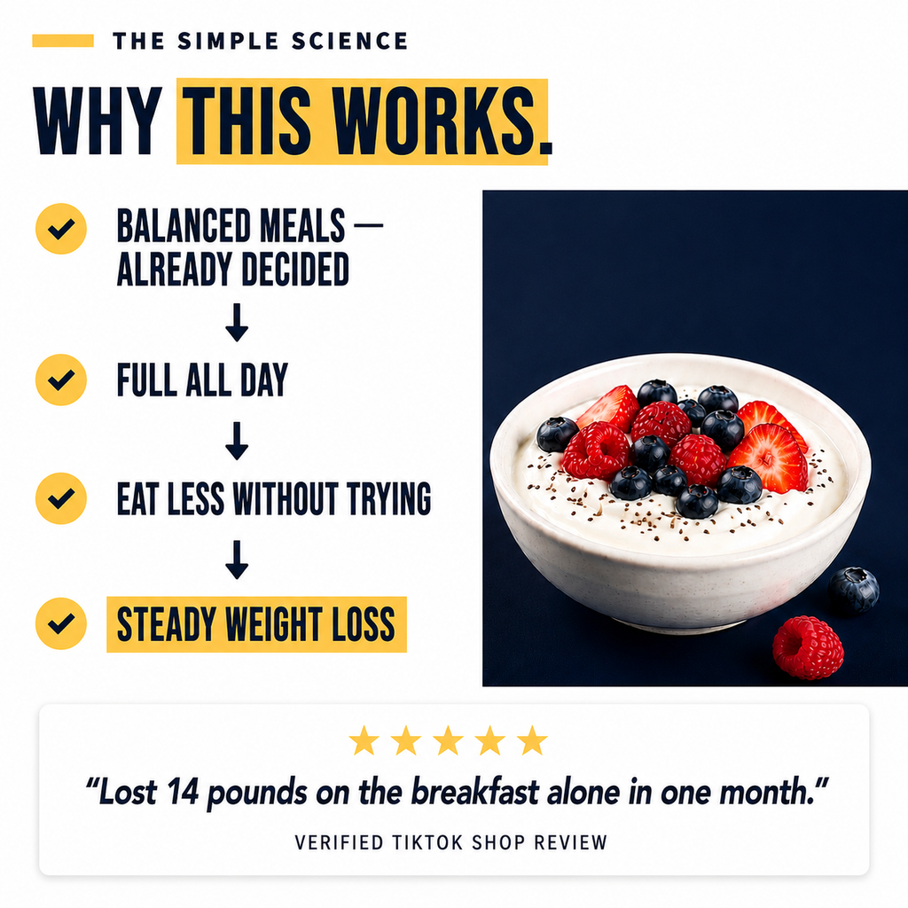 Why this works — balanced meals already decided, full all day, steady progress